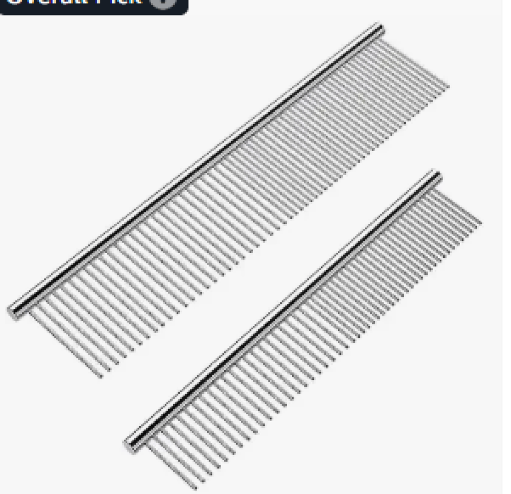 2 Pack Dog Combs with Rounded Ends Stainless Steel Teeth