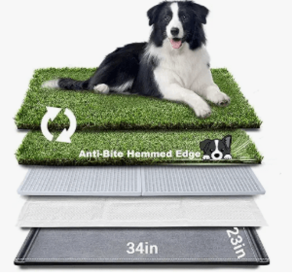 HQ4us Dog Grass Pad with Tray Large 34”×23” Dog Litter Box Toilet